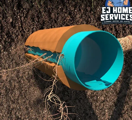 Cross-section showing a new liner installed inside an existing damaged underground pipe